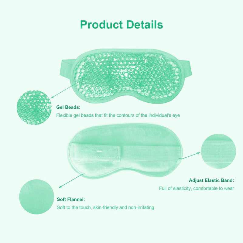 Permotary 2PCS Gel Eye Mask Reusable Hot Cold Compress Pack Eye Therapy ,Therapeutic Gel Eye Spa Pad for Puffiness /Dark Circles/Eye Bags /Dry Eyes/Headaches/Migraines/Stress Relief-Blue &Green Permotary Store