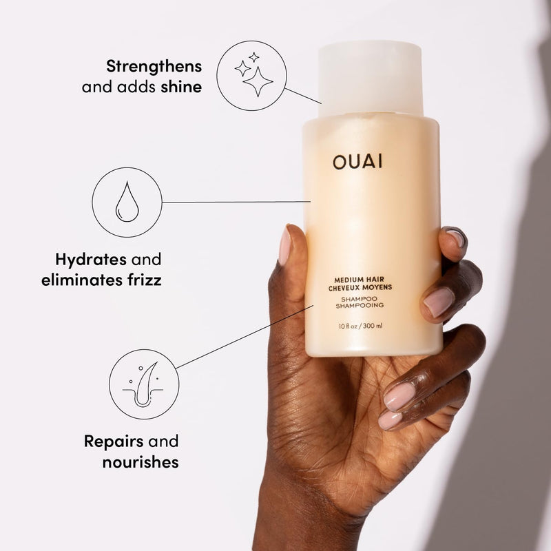 OUAI Medium Shampoo and Conditioner Set - Sulfate Free Shampoo and Conditioner for Medium Hair - Made with Keratin, Shea Butter & Avocado Oil - Free of Parabens & Phthalates (10 Fl Oz) Infinity Warehouse