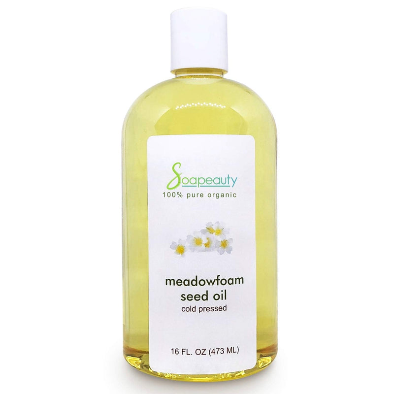 MEADOWFOAM SEED OIL Organic Cold Pressed Unrefined | 100% Pure Natural Meadowfoam Seed Oil for Face & Hair | Moisturizer for Skin, Promotes Hair Growth, Balms | Sizes 4OZ to 1 GALLON | (16 OZ) Soapeauty