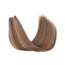 Sassina Remi Human Hair Halo Extensions Natural Straight Real Hair Piece With Invisible Fish Wire Highlight Chestnut Brown with Dark Dirty Blonde P6/12