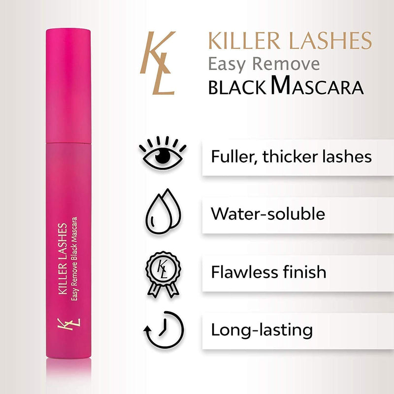KL Killer Lashes Easy Remove Smudge Free Mascara Black for Fuller and Longer Lashes KL KILLER LASHES