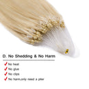 Loop Remy Hair Extensions Human Hair Silicone Micro Ring Beads Stick Tipped Hair Fish Line Link Hairpieces Hand Tied 1g/Strand 50 Individual Strands 50g Highlight 18 Inch