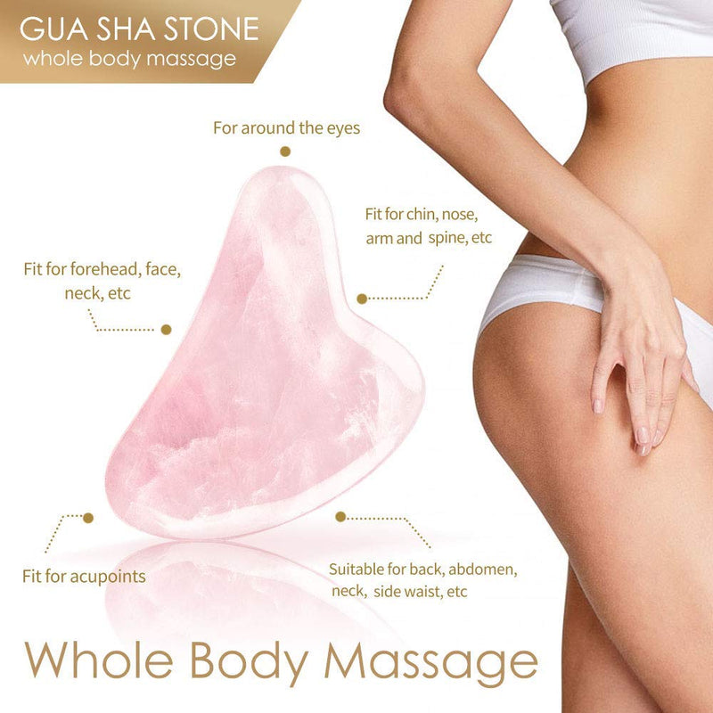 Pink Gua Sha Scraping Face Massage Tool – Rose Quartz Facial Massager Tool -Traditional Scraper Tool for Anti-Aging, Wrinkles,Skin Tightening, Lift Firming,Eye Puffiness Treatment Okela