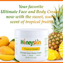 Manuka Honey Cream Face Moisturizer and Body Lotion - Eczema Honey Organic Moisturizing Cream - Dry Itchy Sensitive Skin - Face Lotion for Redness Eczema and Rosacea - Tropical Hawaii Scent (4oz) Honeyskin
