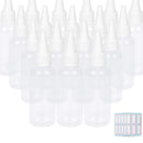 Trendbox 2oz Clear Plastic Bottles Applicator with Twist Top Cap BPA-Free For Hair Oils and Liquids 48 Pack with 48pcs Labels TRENDBOX