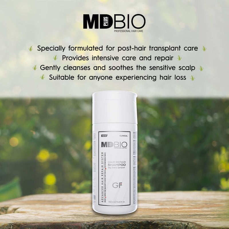 MD PLUS BIO Hair Regrowth, Clinically Tested Repair Shampoo, Anti-Thinning Loss Shampoo, Hair Thinning Therapy For Men & Women, Sulfate Free Paraben Free - 8.45 Fl Oz (150 ml) Infinity Warehouse