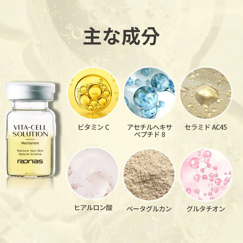 Ronas VITA Cell Solution,Anti Aging Serum for Face neck with Hyaluronic Acid,Vitamin C, Ceramide, Beta glucan, Hydrating Tone up serum for Dark Spots, Fine Lines & wrinkles 0.16oz 10vial, 1.6 Fl Oz Infinity Warehouse