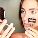 Rosé by Basicare Rose Gold Eyelash Curler-Memory-Less Silicone lash Pads-with 2 Refill Pads-No Pinching Action-Get Gorgeous Eye Lashes Now Basicare
