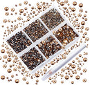 AD Beads 4300 Pieces Flat Back Nail Art Rhinestones Round Beads 6 Sizes (2-6.5mm) with Storage Organizer Box,Rhinestones Picking Pen for Nail Art Phone Decorations Crafts DIY (Smoked Topaz) AD Beads