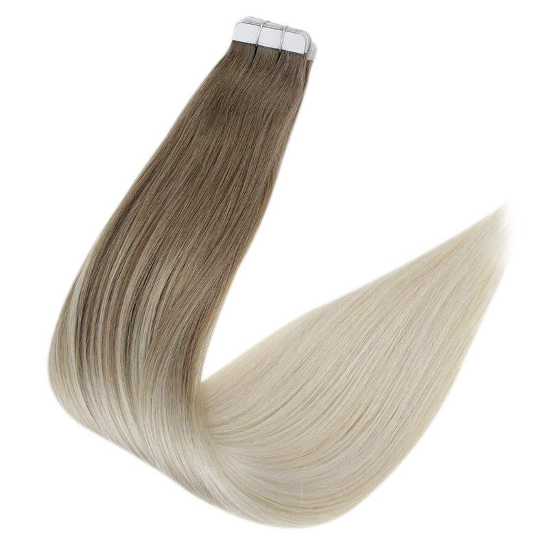 Full Shine 14 Inch Remy Hair Extensions Glue in Hair Color 8 Ash Brown Fading to 60 Blonde 20pcs 50g Balayage Tape in Hair Extensions Remy Human Hair Seamless Extensions For Beauty Supply Full Shine Store