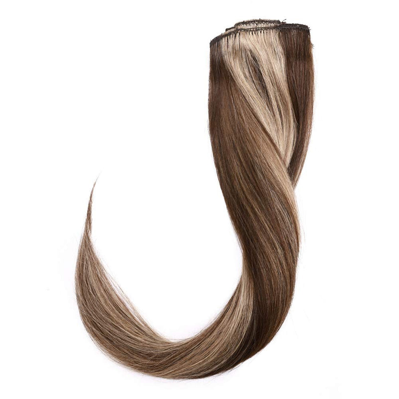 8 Inch Clip in Hair Extensions 100% Human Hair 45g Thin 8 Pcs Clip on Remy Human Hairpieces Highlight Standard Weft Soft Straight Hair for Women Beauty Day Bayalage