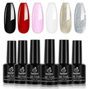Beetles Gel Nail Polish Set, Red Black Pink White Golden Silver Glitter Soak Off Gel Nail Kit, 7.3ml Each Bottle beetles Gel Polish