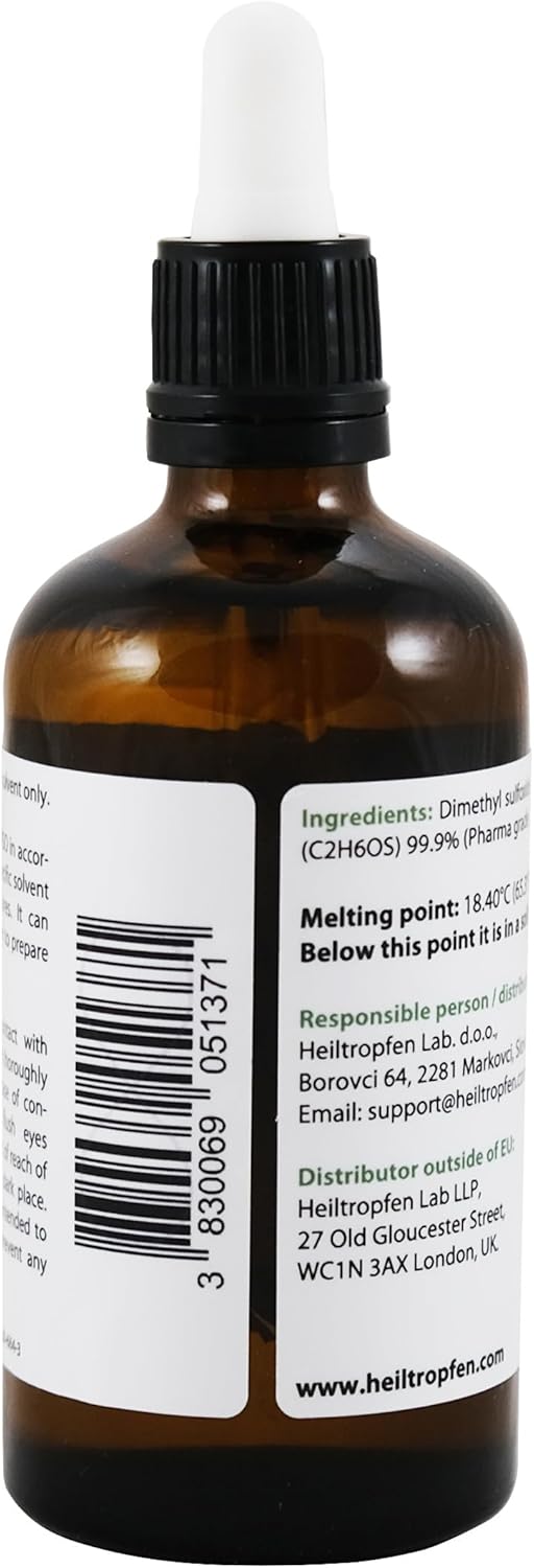 DMSO 99.9% Pharma Grade Ingredients | Lemon Grass Scent - Dimethyl sulfoxide Liquid | 3.4 Oz - 100 ml | High Purity | Heiltropfen® Infinity Warehouse