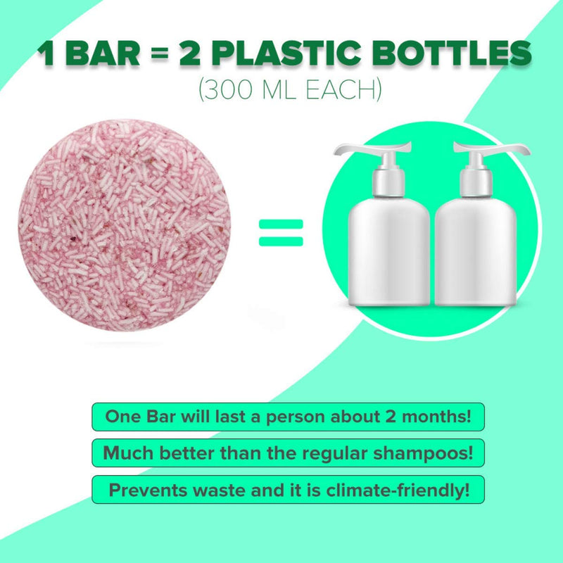 Solid Shampoo Bar And Conditioner Effect Hair Soap – 100% Organic Shampoo Bars For Hair With All Natural Plant Based Essential Oils And Zero Waste Biodegradable Packaging (Rose) BAMBOEARTH