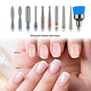 MelodySusie 10Pcs Diamond Nail Drill Bit Set, 3/32'' (2.35mm) Professional Cuticle Nail Drill Bits Kit for Acrylic Gel Nails, Efile Manicure Pedicure Shapen Remove Tools, Home Salon Use(Silver) MelodySusie
