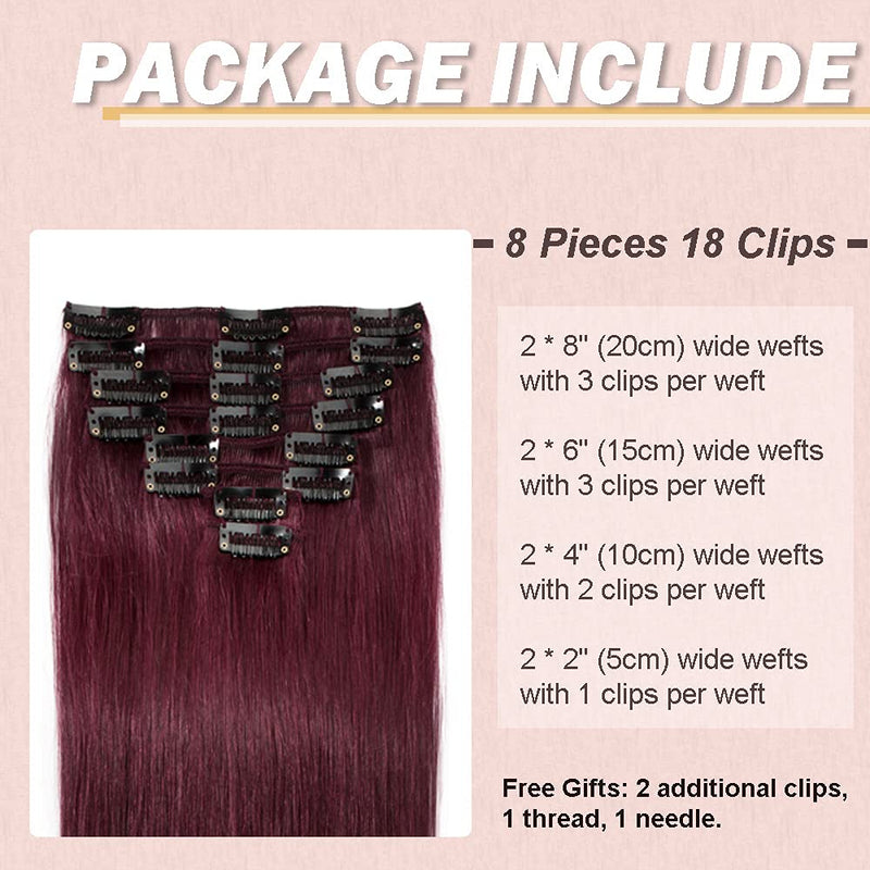 Hairro 100% Real Human Hair Clip in Hair Extensions 24 Inch Long