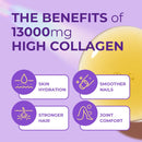 K · FOOD Ultra Premium Liquid Collagen Drink, 13,000mg Marine Collagen Peptides 50ml x 14 Bottles, Biotin, Hyaluronic Acid, Vitamin C – Pomegranate Flavor Infinity Warehouse