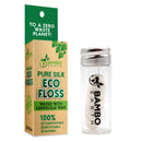 Biodegradable Mint Dental Tooth Lace Floss With Refillable & Reusable Glass Holder - 100% Organic Natural and Compostable Teeth Silk Spool Waxed With Candelilla Wax & Eco-Friendly Zero Waste Packaging BAMBOEARTH