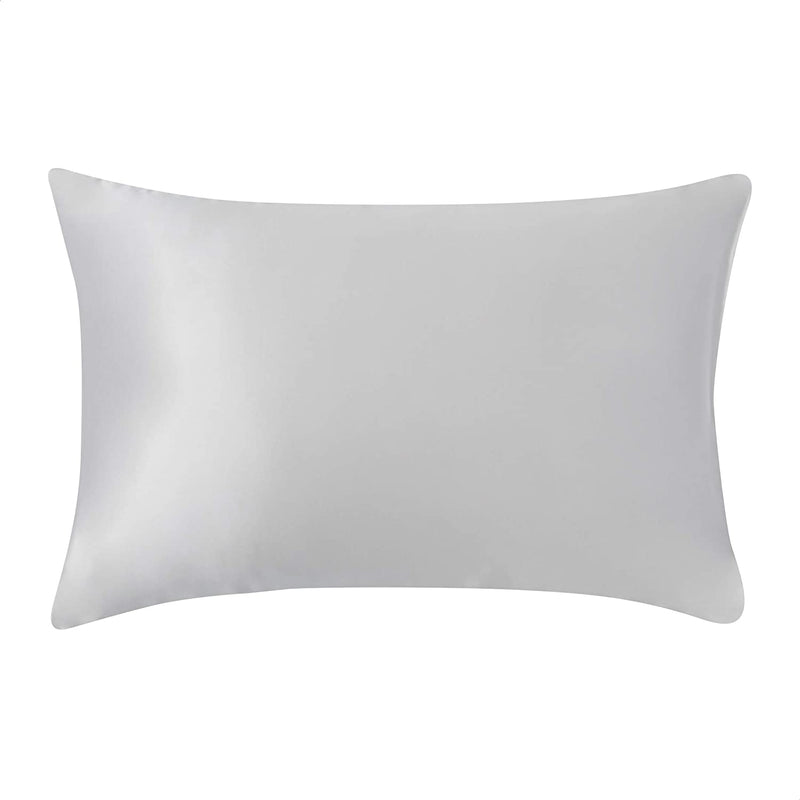 Amazon Basics Satin Pillowcases for Hair and Skin, Envelope Closure - Light Grey, Standard, Pack of 2 Amazon Basics Store