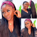 Straight Human Hair Headband Wig None Lace Front Wig Brazilian Virgin Human Hair Machine Made Headband Wig for Black Women 150% Density Natural Color 24 Inch Borchan