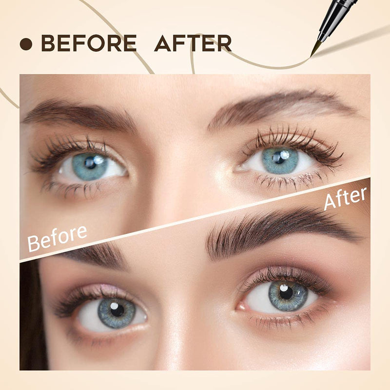 EYESEEK 6PCS Liquid Eyebrow Pencils, Light to Dark Brown Waterproof Eyebrow Makeup Kits with Precision Tips Applicator for Women and Girls EYESEEK