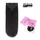 18 inches Clip in Hair Extensions Remy Human Hair - 7pcs 120g Silky Straight Thick 100% Real Black Human Hairpieces Clip on for Women Beauty