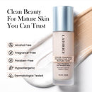 Color Changing Foundation with Professional Brush for Mature Skin: No Settling, Buildable Coverage, 12-Hour Hydration & Wear, Light to Medium Tones, Fragrance-Free - 1 FL OZ Infinity Warehouse