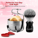 Anbbas 4in1 Vegan Style Synthetic Badger Hair Shaving Brush, Stainless Steel Shaving Stand Milk Shaving Soap and Bowl Set for Men Close Shave Kit Anbbas