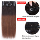 16 Inch Clip in Hair Extensions 100% Human Hair 65g Thin Standard Weft 8 Pcs 18 Clips Ombre Human Hair Clip on Hairpieces Soft Long Straight Hair for Women 2 Tones