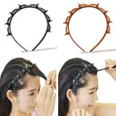 Headbands for Women Head bands Hair Bands for Girls Thin Plastic Headband with Clips, Fashion Braided Headbands Double Layer Twist Plait Hair Tools, Double Bangs Hairstyle Hairpin for Work out Ivyu