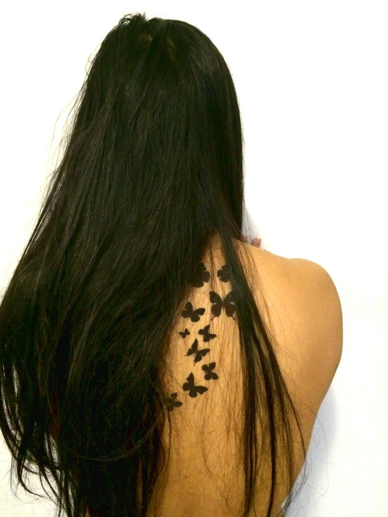 Premium Dragonfly & Butterfly Black Silhouette Tattoo Tattoos PremiumTT temporary tattoos