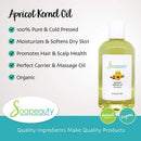 APRICOT KERNEL OIL Organic Cold Pressed Unrefined | 100% Pure Natural Apricot Oil for Skin, Face, Hair | Carrier for Essential Oils, Moisturizer, Massage | Sizes 4OZ to 1 GALLON | (4 OZ) Soapeauty