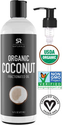 Organic Fractionated Coconut Oil by SR Naturals ~ 100% Pure Multi-Purpose Oil for Hair and DIY products ~ Organic Certified & Non-GMO Verified (1oz) Sports Research