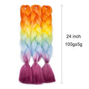 Jumbo Braiding Hair Ombre 24 inch Jumbo Braid Hair Extensions Rainbow Jumbo Box Braids Crochet Hair Long for Women Kids DIY High Temperature Synthetic Fiber 4 Tones Orange+ Yellow+ Blue+ Red 3 Bundles Benehair
