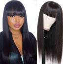 UNice Transparent Lace Front Straight Human Hair Wig With Bangs, Mongolian Virgin Hair Glueless Lace Frontal Wig Pre Plucked for Black Women 150% Density (16 inch) UNICE Store