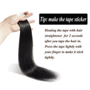 Benehair Seamless Tape in Hair Extensions Dark Black Remy Human Hair for Highlighted 16 inch Straight Professional Tape on Skin Weft Hair Extensions 16inch 30g/20pcs