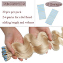 40 PCS Rooted Tape In Hair Extensions Human Hair Invisible Seamless Skin Weft Body Wave Highlight Double Side Tape Remy Human Hair Extensions Balayage Wavy For Women (14'',80g/40pcs,