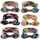 Yeshan Bow Headbands for Women Boho Wide Bandana Headbands Flower Printed Rabbit Ears Hair Bands Fashion and Sport Hair Accessories for Women and Girls,Pack of 6 Yeshan