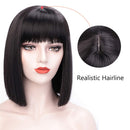 Juziviee Short Bob Hair Wigs for Women, 12'' Cute Black Hair Wig with Realistic Bangs, Natural Looking Soft Synthetic Full Wigs for Party Cosplay AD016BK1 Juziviee