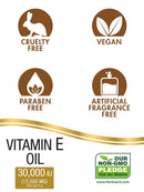 Vitamin E Oil 30,000 IU | 4 fl oz | 100% Pure Oils | Moisturizing Oil for Skin and Face | Non-GMO, Vegetarian | By Coera Horbäach