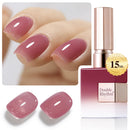 Double Rhythm Translucent Gel Polish Sheer Neutral Natural Light Milky Same Color Same Bottle 15ML Jelly UV Polish Nail Art DIY at Home (Jelly Nude Brown-A1492) Infinity Warehouse