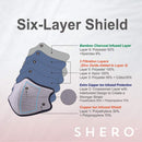 Shero 6-Layer Copper-Infused Face Mask With Nose Wire, Washable and Breathable Filtered Face Mask, (Black, M/L) Shero