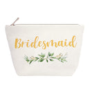 ElegantPark Bridesmaid Gifts Set of 6 Maid of Honor Gift Bridesmaid Makeup Bag Wedding Party Cosmetic Bag Bridal Shower Gifts Canvas Gold Script ElegantPark