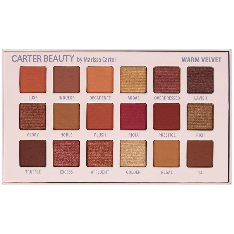 Carter Beauty 18 Shade Palette - Warm Velvet Palette For Women - The Ultimate Glam Eyeshadow Collection For Versatile Eye Looks - Bendable Matte And Metallic Shades - Vegan, Cruelty Free - 180.4 OZ Carter Beauty By Marissa Carter