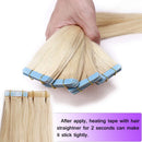 Benehair Platinum Blonde Tape in Hair Extensions 100g 40pcs 16 inch Remy Human Hair Highlighted Long Straight Seamless Invisible Skin Weft Invisible Double Sided Tape