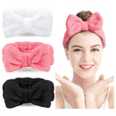 Spa Headband - 3 Pack Bow Hair Band Women Facial Makeup Head Band Soft Coral Fleece Head Wraps For Shower Washing Face LADES