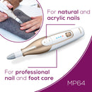 Beurer 14-piece Professional Manicure & Pedicure Nail Drill Kit, Cordless, 10 Attachments, 3 Speed Settings, Electric Nail File Set, Nails Care Tools, For Foot/Hand, Storage Case, MP64 Beurer