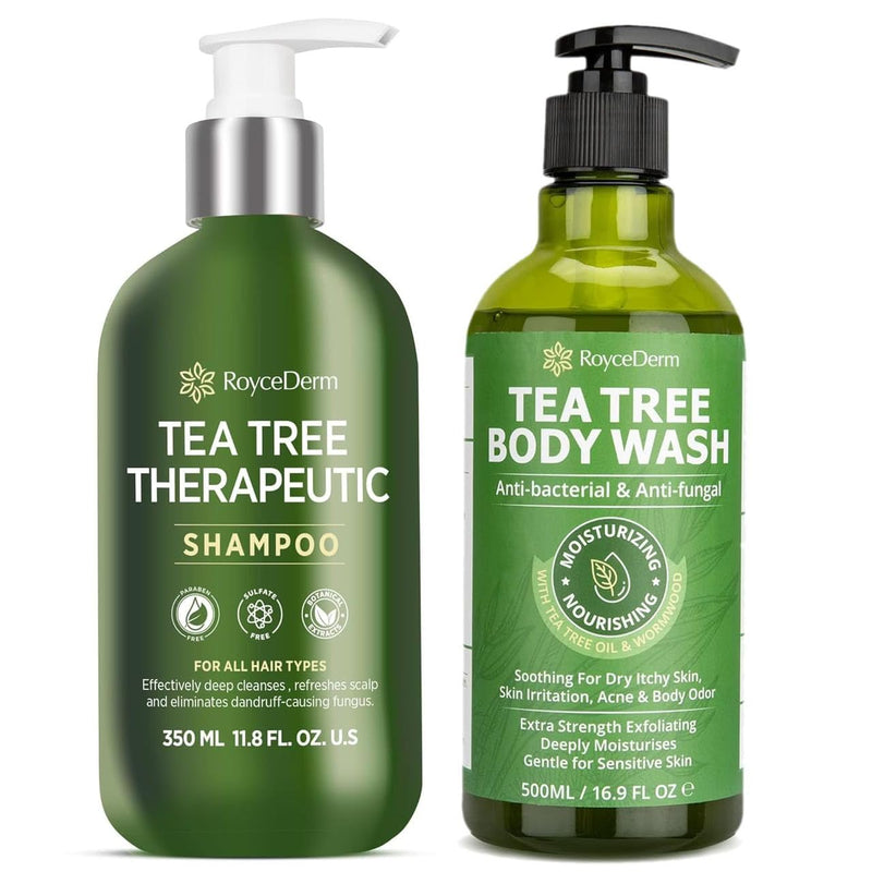 Roycederm Tea Tree Antifungal Care Bundle: Body Wash & Shampoo for Skin and Scalp Health Infinity Warehouse