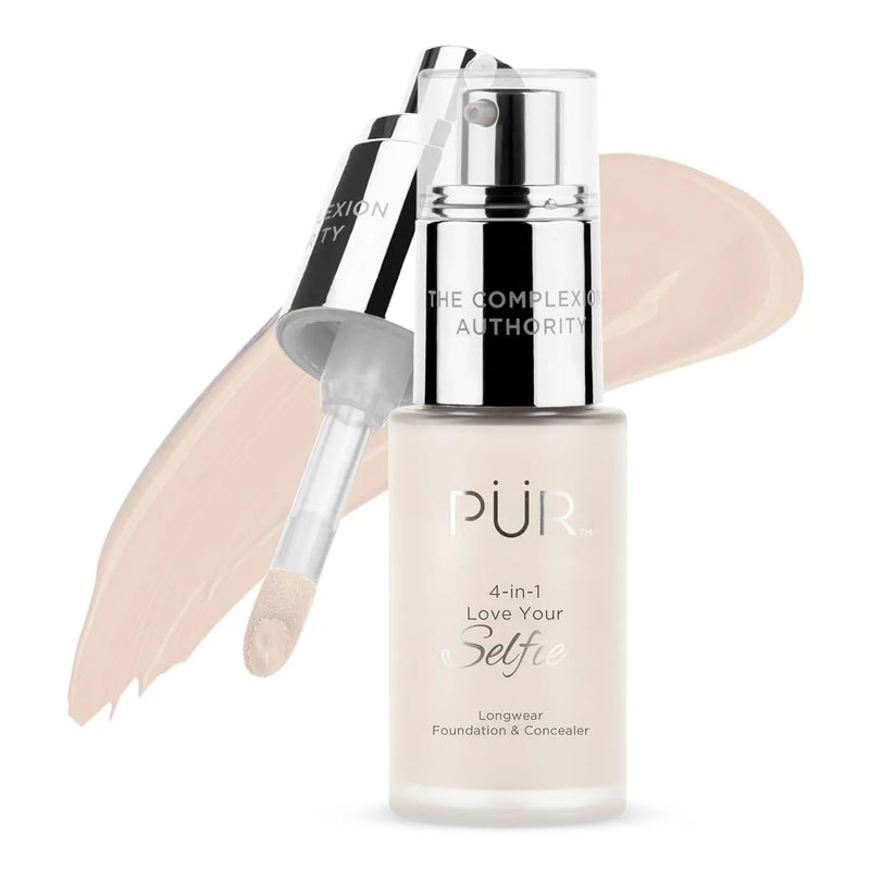 PUR Beauty 4-in-1 Love Your Selfie Foundation & Concealer - Longwear Full Coverage Liquid Makeup Foundation with Hydrating Blend for Refined-Looking, Natural Beauty Glow, Skin Texture & Tone Infinity Warehouse