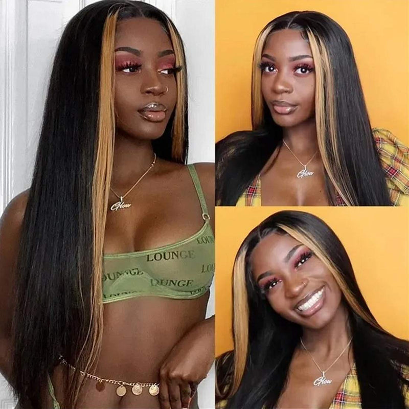 Beauty Forever Highlight Blonde TL27 Color Silk Base Fake Scalp Lace Part Wig, Straight Human Hair Wig Pre Plucked With Baby Hair Middle Part 150% Density For Black Women Beauty Forever Store
